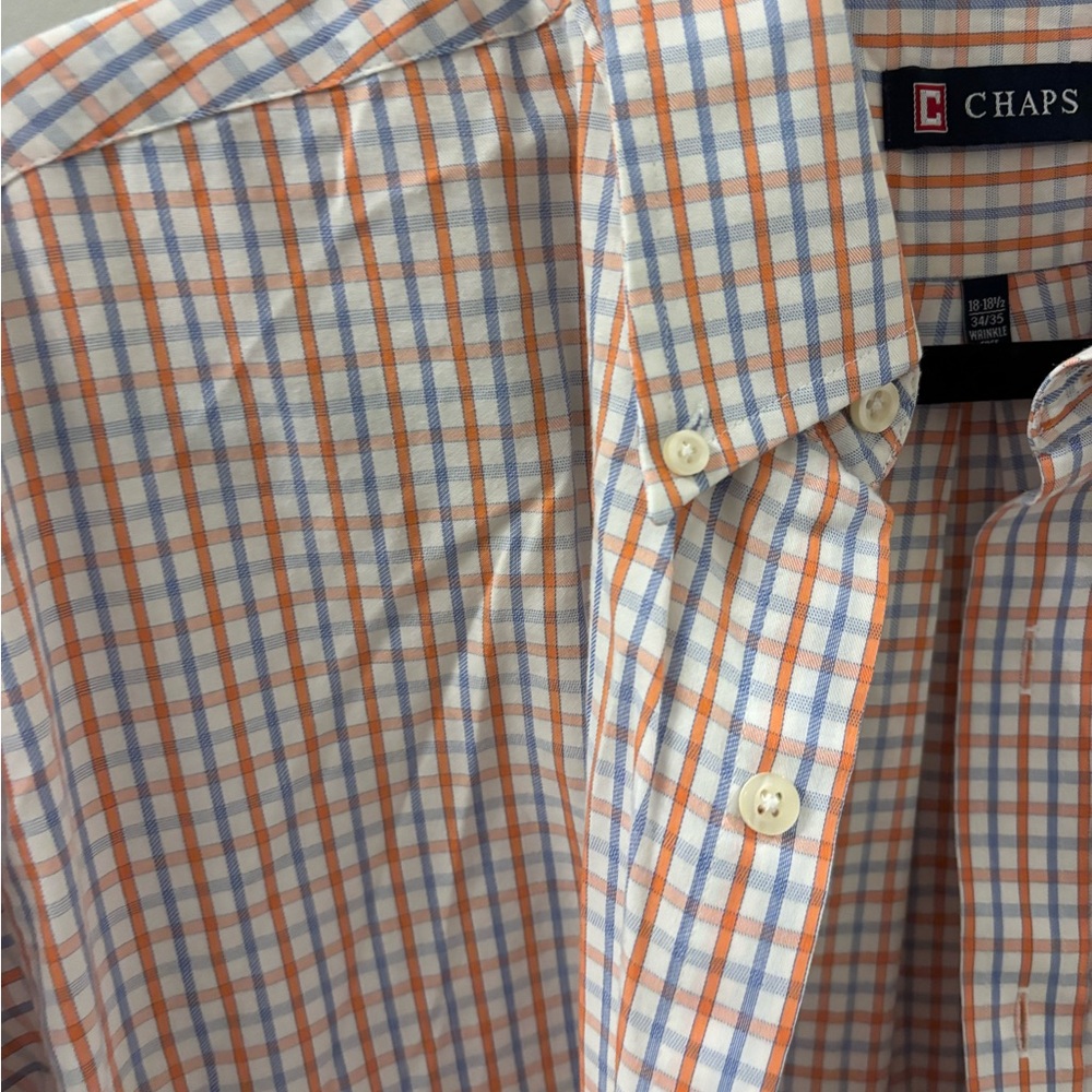 Chaps Men's Vibrant Plaid Button-Down Shirt. 18/18 1/2 - Picture 3 of 5